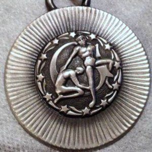 Vintage 1970s Sara Coventry Pewter Gemini Necklace